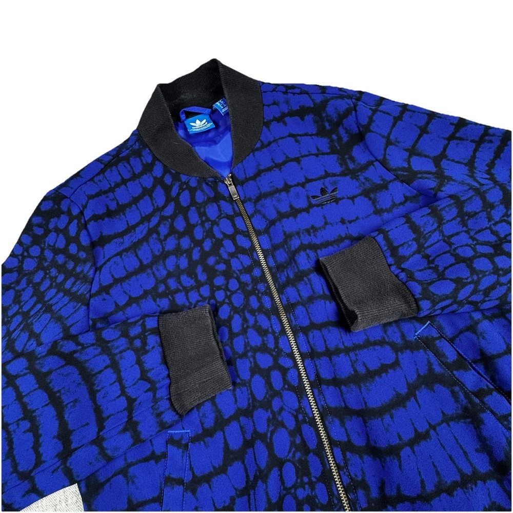 Adidas Originals Track Jacket Size S Blue Snakeskin Bomber Vintage Full-Zip Y2K